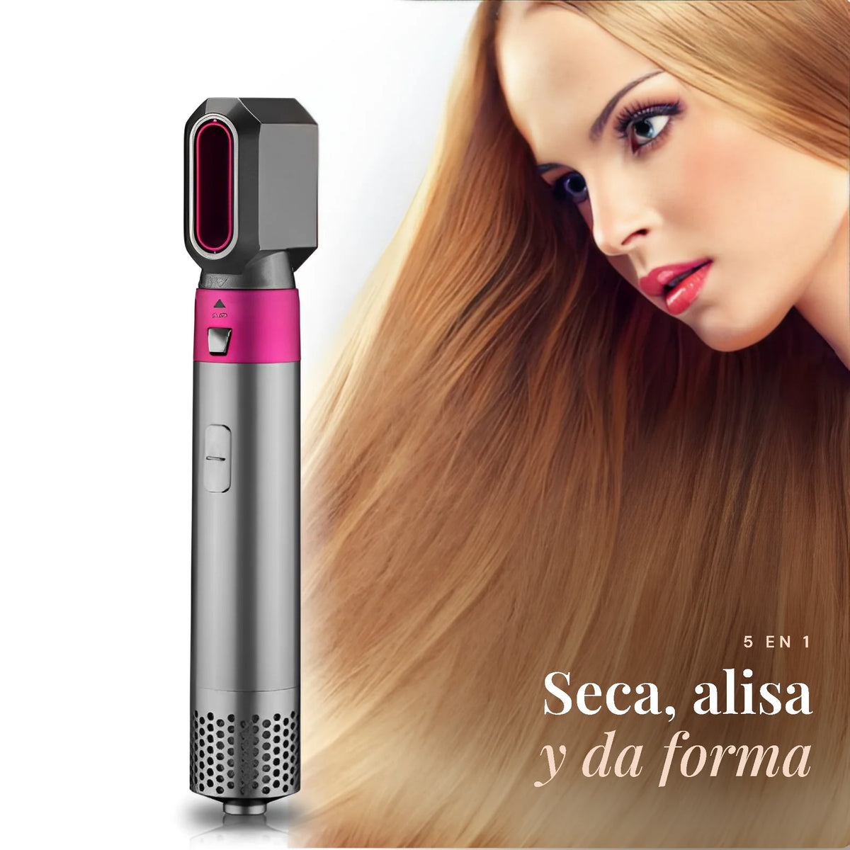 Cepillo secador de aire caliente 5 en 1: seca, alisa y da forma