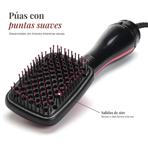 Púas con puntas suaves y salidas de aire del cepillo secador alisador