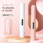 Mini plancha inalámbrica de bolsillo 2 en 1 en blanco y rosa, batería de 2600 mAh