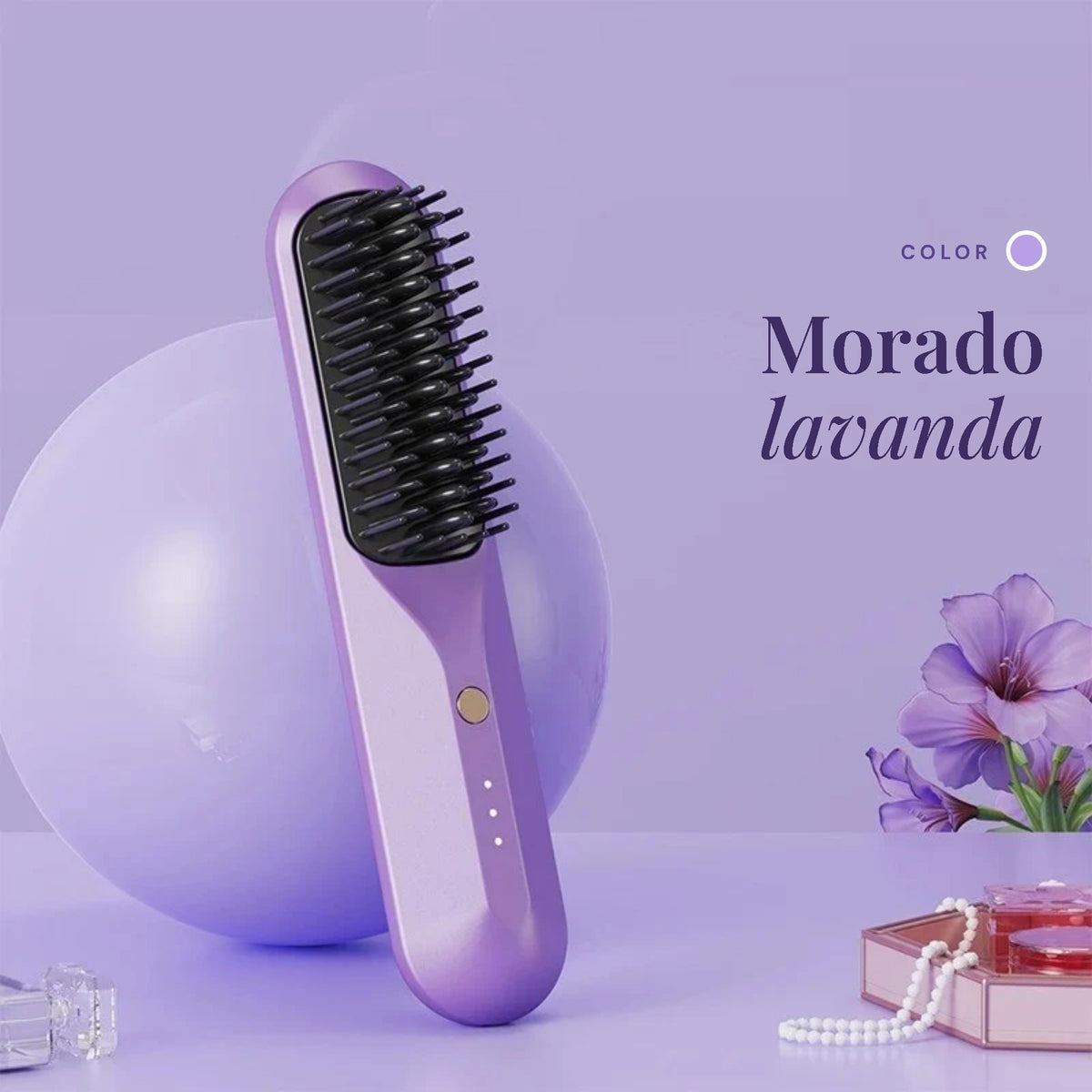 Peine alisador inalámbrico color morado lavanda