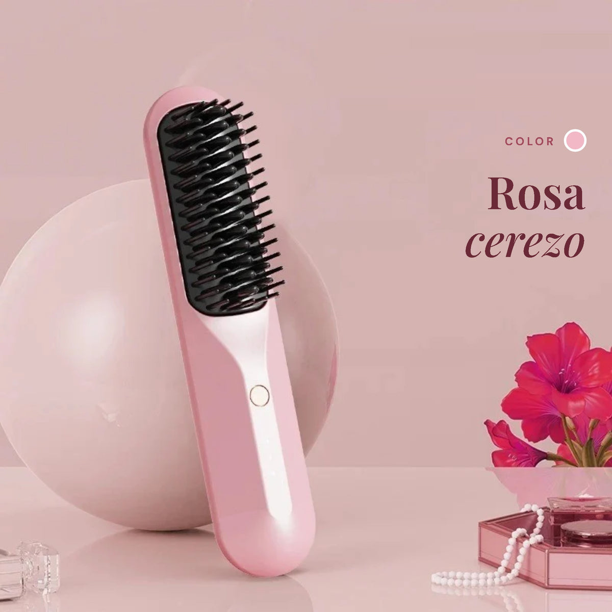 Peine alisador inalámbrico color rosa cerezo