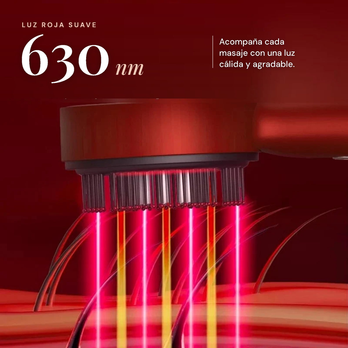 Cabezal del peine masajeador con luz roja de 630 nm