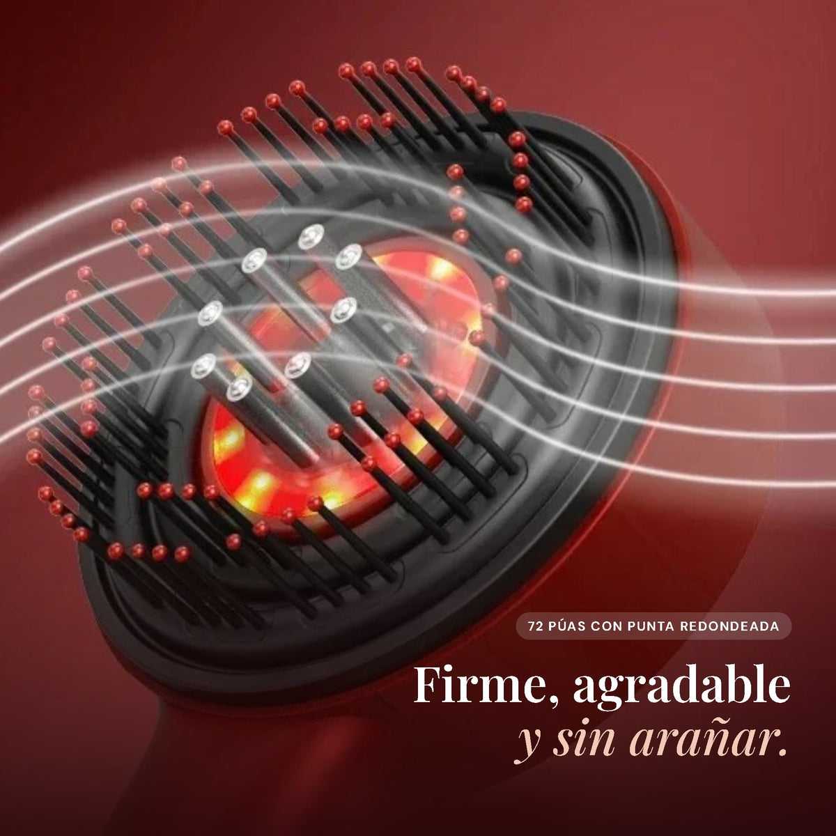 Púas con punta redondeada del peine masajeador: masaje firme y agradable